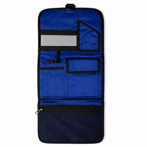 LL Bean Personal Organizer Toiletry Flat Folding Travel Case Bathroom Black Blue